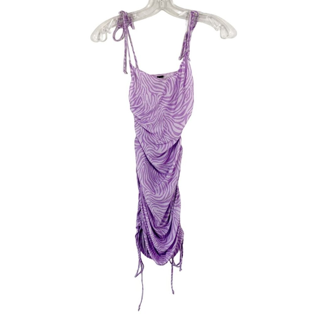 Kendall + Kylie Purple Abstract Print Mesh Ruched Dress Swim Cover Up Size Small
